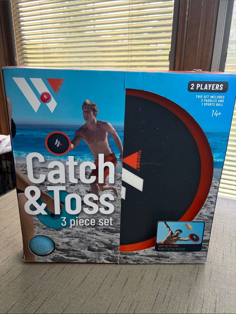 Catch & Toss 3-Piece Set Paddle Game - teal & Orange